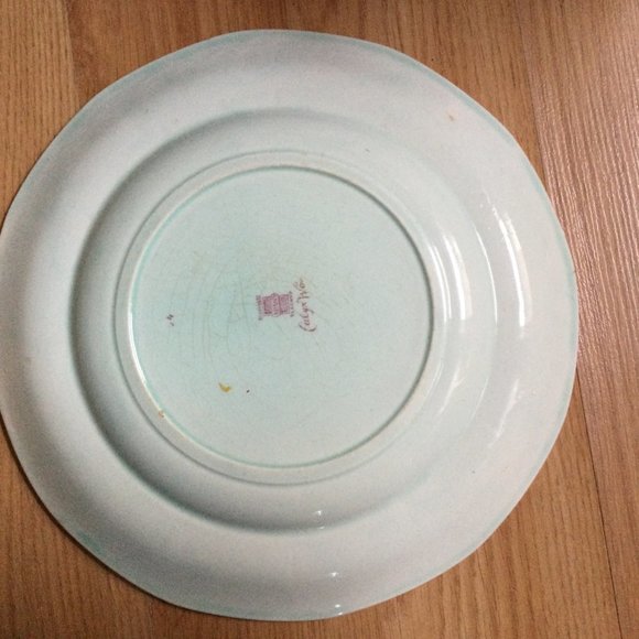 Vintage Adams England Calyx Ware dinner plate pink flowers celadon - Picture 4 of 9